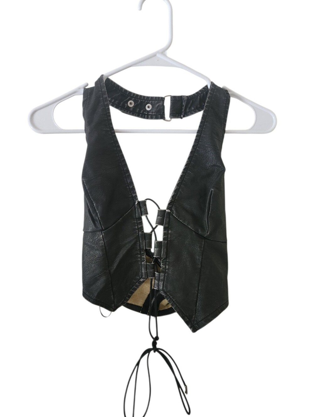 Windsor Lace Me Up Faux Leather Crop Top
